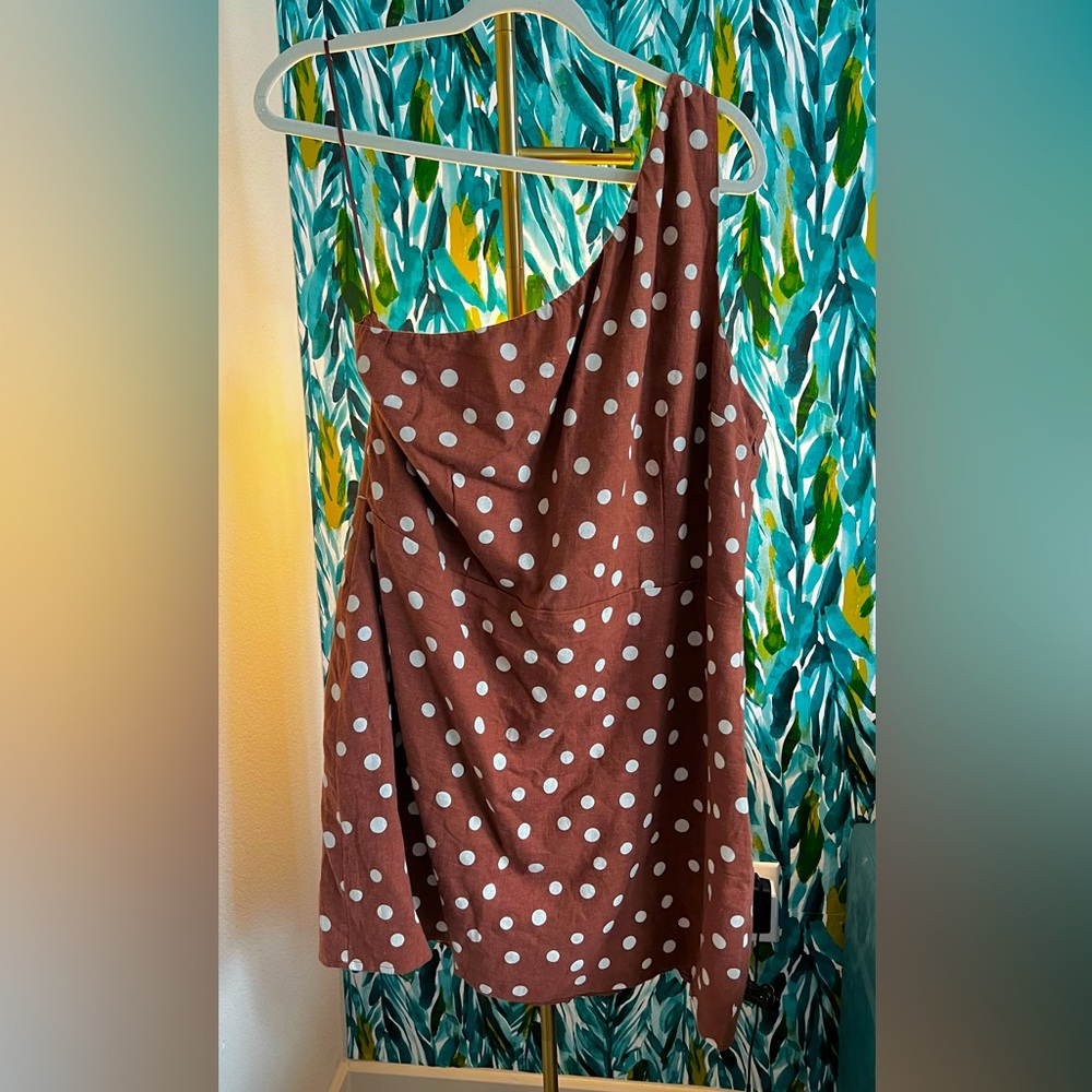 Abercrombie One-Shoulder Linen-Blend Mini Dress - Size XL NWT